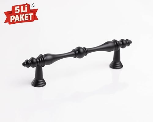 335/096/16 5'li Mat Siyah Dolap & Çekmece Kulpu 96 mm – Metal Mobilya Kulpu (5’li Paket)