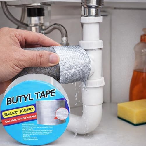 Alternative view of Butyl Tape Su Geçirmez Yalıtım Bandı Güçlü Yapışkanlı Alüminyum Kaplı Çatı Oluk Boru Tamir Bandı Sızdırmazlık Bandı Çatlak Kapama İzolasyon Su Kaçak Önleyici En 10cm (Gri - 5 Metre)