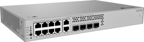 Alternative view of S220S 10PN4JX S220S 10PN4JX(8 10 100 1000Base T Ports (6 POE) 2 10 100 1000 2 5GBase T Ports (POE) 2 10GE SFP Ports 2 2 5GE SFP Ports 128 W P