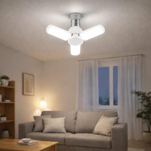 Alternative view of 3 Kollu Katlanabilir LED Tavan Ampulü E27 Duy Uyumlu Yüksek Parlaklık Enerji Tasarruflu Modern Tavan Aydınlatma Armatürü Ev Ofis Yatak Odası Salon İçin