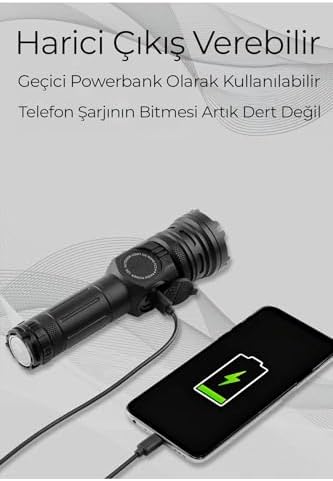 Alternative view of ROBO Şarjlı Ultra güçlü Çok Fonksiyonlu Dijital Profesyonel El feneri 900 Lümen