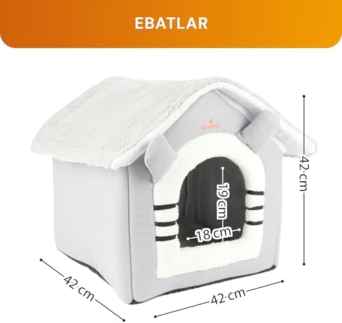 Alternative view of GOBYPET Klasik Çatılı Kedi Evi ve Küçük Irk Köpek Kulübesi ve Yuvası – Minderli Peluş İç Mekan Yatağı, Fermuarlı Üst Bölüm, Taşınabilir Ev Tipi Yuva