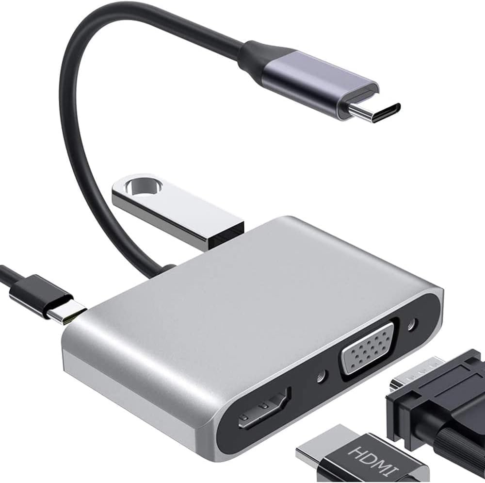 Alternative view of 4K USB-C to HDMI VGA Adapter, Çok Portlu Dönüştürücü, Gri, USB Bellek Portu ile, Dizüstü Bilgisayar için