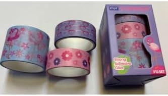Bant Desenli Washi Tape 3 Lü Kutu (15mmx3m 2 Adet + 30mmx3m 1 Adet) Mor