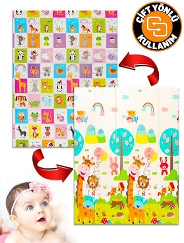 Toys Neşeli + Animals, Katlanabilir Çocuk Oyun Halısı – 150X200X1 cm - Taşıma Çantası Yanında