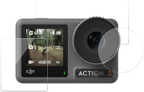 Temperli Cam Koruma Seti – S6-FLM-06-TDJ, DJI Osmo Action 3 ve 4 ile Uyumlu, Action 5 ile Kısmi Uyumlu, Lens + Ön + Arka Ekran Koruma