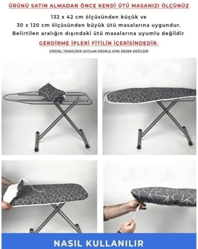 Alternative view of Ütü Masası Örtüsü Kılıfı 138x48cm Ayarlanabilir Ipli Kılıf Bezi (Krem)
