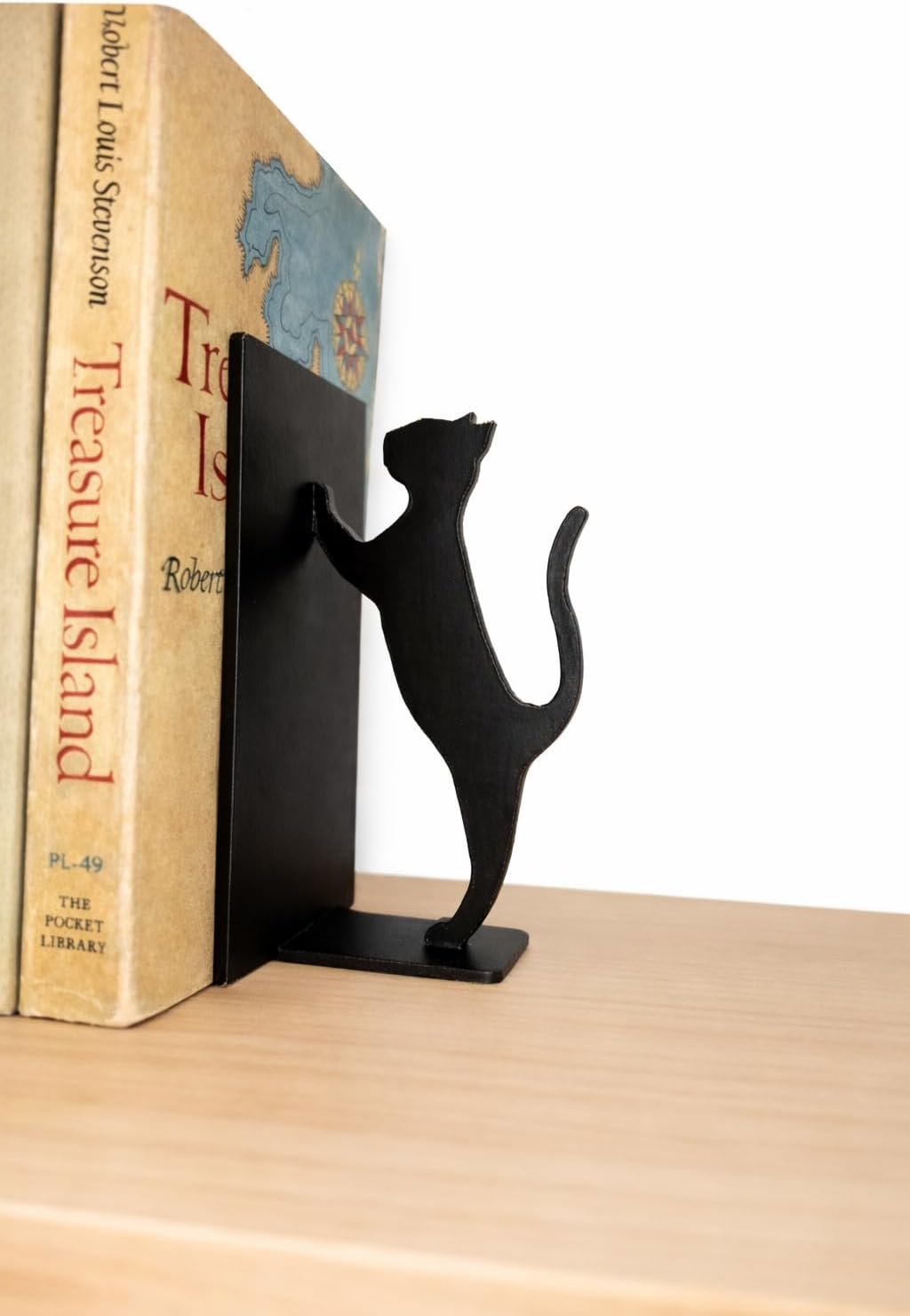 Alternative view of Plastik Kedi Silüeti Kitap Desteği, Dekoratif Kitaplık Tutucu (Siyah)