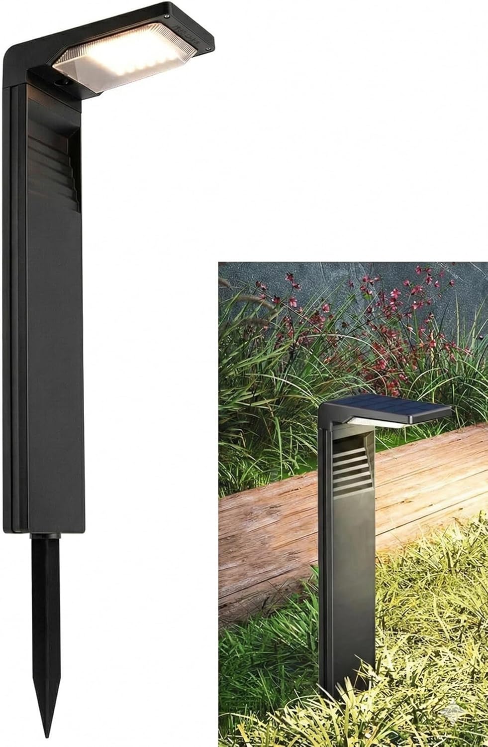 Alternative view of Güneş Enerjili Bahçe Lambası, Modern Tasarım, IP54 Su Geçirmez HeroLed Dış Mekan Solar Aydınlatma, 200 Lümen 3200K Gün Işığı, 2200mAh Batarya, 2 Modlu Sokak ve Yol Lambası