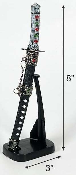 Dekoratif Mini Katana Samurai Zarf Açacağı, Stili Masaüstü Süs Kılıcı, Kaideli Koleksiyonluk Ofis Aksesuarı, Metal Görünümlü Mini Kılıç, & Oyun Temalı Şık Hediyelik Obje (20 cm)