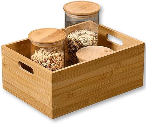 Alternative view of Bambu Organizer Kutusu 2'li Set, Doğal Bambu Saklama Kutuları, Tutma Kulplu, Çok Amaçlı Düzenleyici, 31x21.5x10.5 cm ve 28x16.5x10.5 cm
