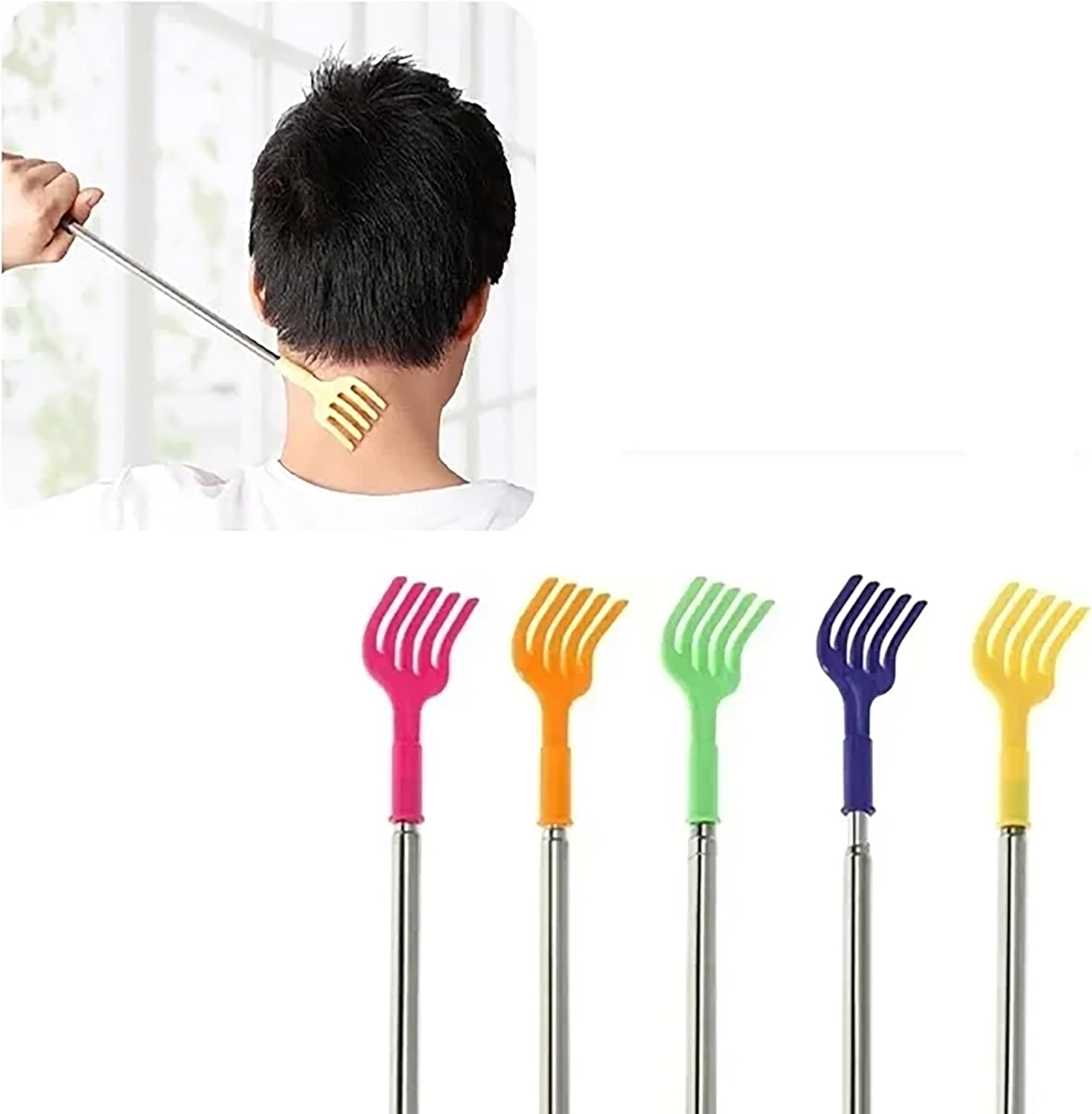 Alternative view of Teleskopik Sırt Kaşıyıcı, Renkli Plastik Kaşıma Başlığı, Metal Gövde, Ayarlanabilir Uzunluk, 22-42 cm