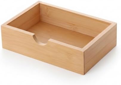 Doğal Bambu Peçetelik ve Çok Amaçlı Organizer Kutu - 18.5x12.5x5 cm Masaüstü ve Banyo Düzenleyici Ahşap Stand