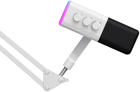 Alternative view of Gamenote GK71 Pro RGB Yayıncı Mikrofonu, 24-Bit, 192kHz, XLR & Type-C, Stantlı (Beyaz)