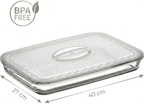 Borcam Uyumlu Plastik Kapak 40x27 cm Dikdörtgen Borcam Kapağı - Fırın Kabı Saklama Kapağı, BPA İçermez (Sadece Kapak)