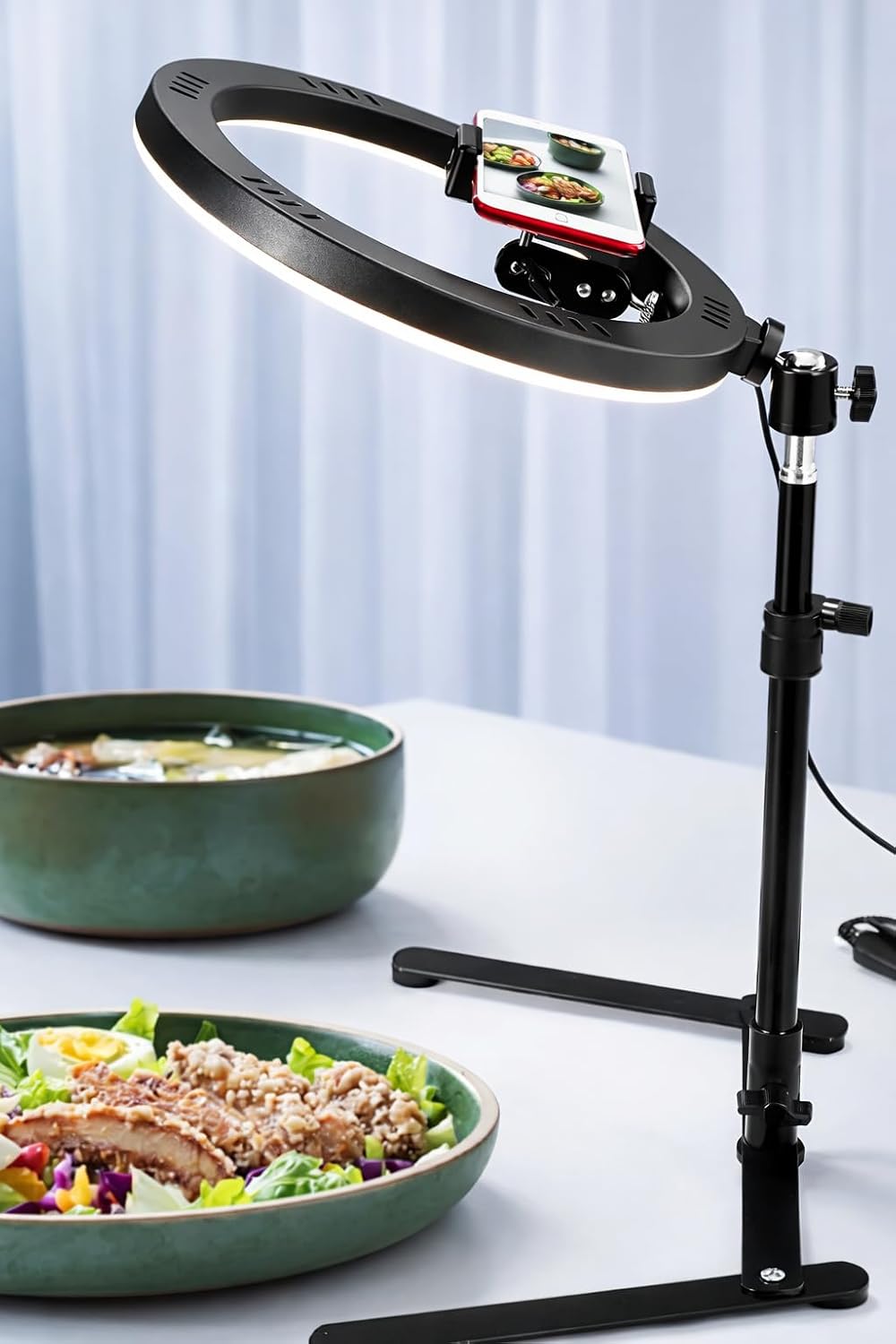 Alternative view of 10" Masaüstü Ring Light Çekim Standı – 30-47,5 cm Ayarlanabilir Yükseklik, Telefon Tutuculu Ürün Video & Fotoğraf Çekim Selfie Işığı, CZ-035, Siyah