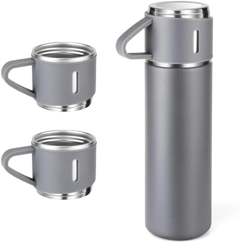 Alternative view of 500 ml Paslanmaz Çelik Termos – Çift Katmanlı Vakum Yalıtımlı Bardaklı Termos Şişe – 12 Saat & 12 Saat Soğuk Tutma – BPA İçermez – Seyahat, Ofis ve Kamp için (Gri)