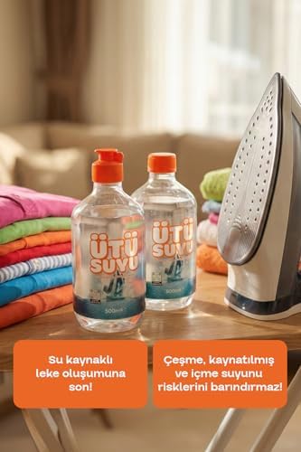 Distile Edilmiş Saf Ütü Suyu 2 Adet 500 ml - Ütü, Buhar Kazanlı Ütü ve Kırışık Giderici Ütüler Için