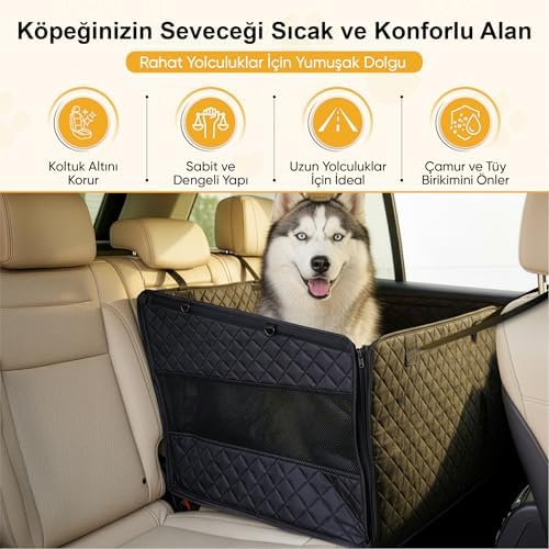 Büyük ve Orta Köpekler İçin Araba Köpek Hamağı, Evcil Hayvan Araç Koltuğu, Köpek Taşıma Çantası, Su Geçirmez Kumaş, Katlanabilir Evcil Hayvan Koltuğu - Siyah