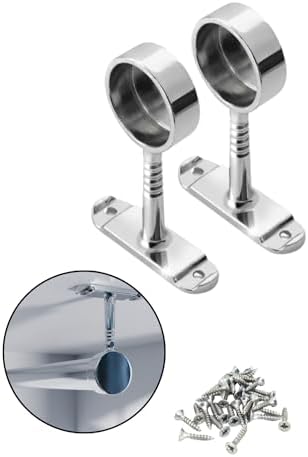 Krom Yuvarlak Mobilya Boru Askı Flanşı, Dolap Elbise Askılık Borusu Aparatı, Metal, 2 Adet