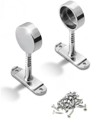 Alternative view of Krom Yuvarlak Mobilya Boru Askı Flanşı, Dolap Elbise Askılık Borusu Aparatı, Metal, 2 Adet