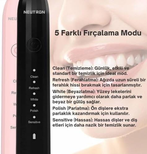 Alternative view of NTL-TB-01EP OTOMATİK, ŞARJLI SONİK DİŞ FIRÇASI, PEMBE, 60° HAREKETLİ BAŞLIK