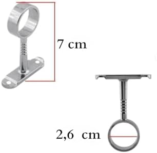 Alternative view of Krom Yuvarlak Mobilya Boru Askı Flanşı, Dolap Askılık Borusu Aparatı, 7 cm Yükseklik, 2.6 cm Çap, Vidalı Montaj, 2 Adet