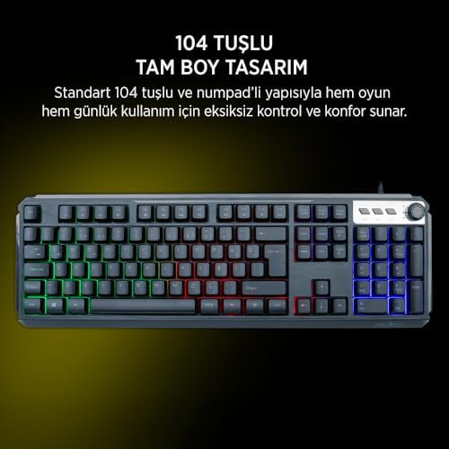 Alternative view of Donkey JDK104 Mekanik Hisli Membran Türkçe Q Gaming 105 Tuş Siyah Klavye