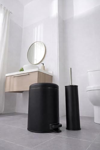 Siyah 2'li Banyo Seti - Metal Çöp Kovası 3 Lt Ve Wc Fırçası Takımı 7200