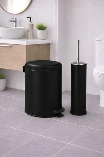Alternative view of Siyah 2'li Banyo Seti - Metal Çöp Kovası 3 Lt Ve Wc Fırçası Takımı 7200