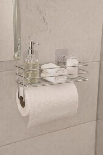 Alternative view of Yapışkanlı Raflı Kağıt Rulo Havluluk Peçetelik Havlu Kağıtlık Krom Banyo Mutfak Düzenleyici Raf SHR-, Bej