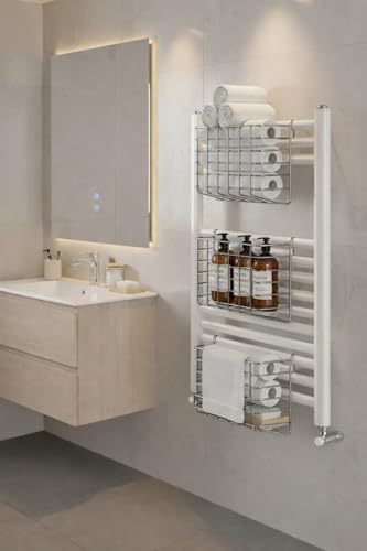 Petek Üstü Çok Amaçlı Banyo Rafı – Metal Havluluk & Düzenleyici Sepet 1 Adet Krom, Krom