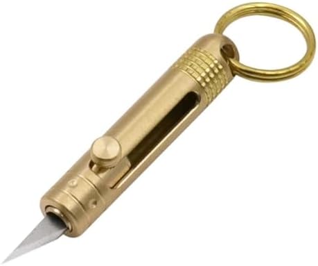 Mini Falçata Anahtarlık Bıçağı, Pirinç Sap, Çelik Bıçak, 40mm Kapalı Uzunluk, 51mm Açık Uzunluk, 11 Gram
