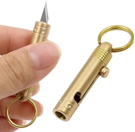 Alternative view of Mini Falçata Anahtarlık Bıçağı, Pirinç Sap, Çelik Bıçak, 40mm Kapalı Uzunluk, 51mm Açık Uzunluk, 11 Gram