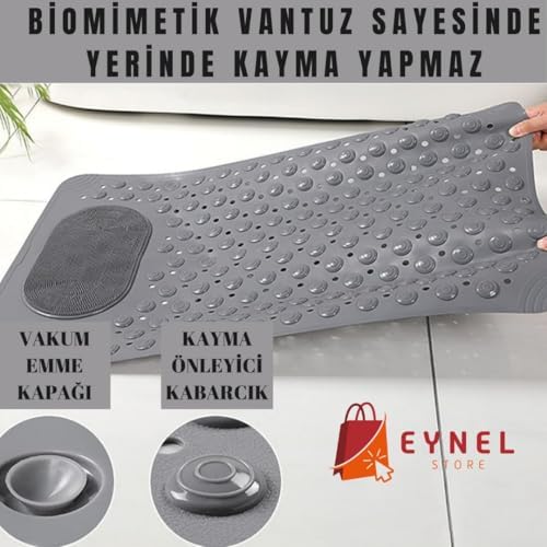Alternative view of Vantuzlu Banyo ve Duş Kaydırmazı Duşa Kabin Küvet İçi Vantuzlu Banyo Duş Paspası (35x69 cm) (Gri)