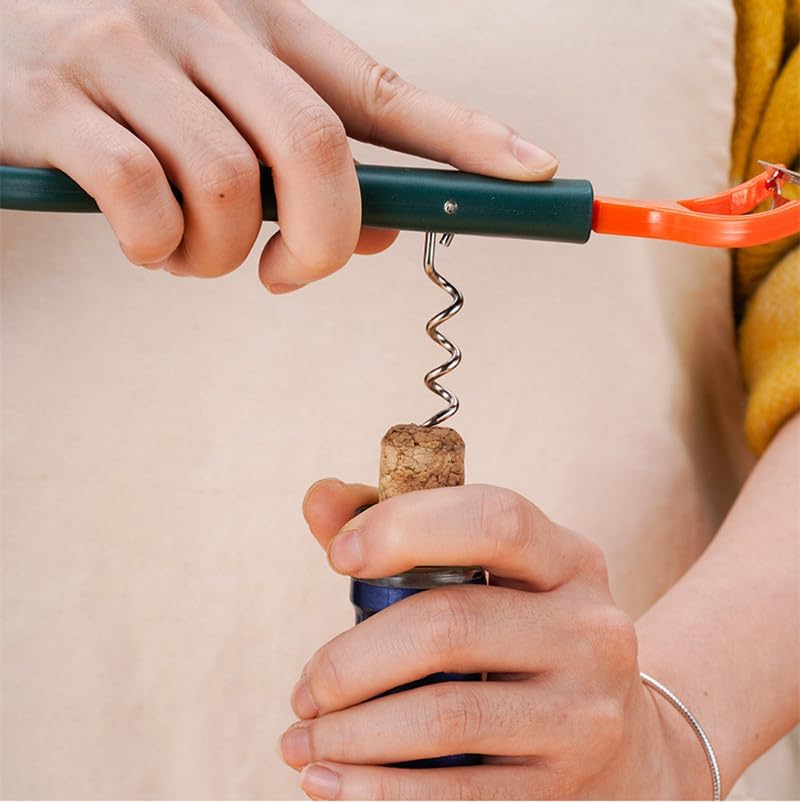 7 in 1 Çok Fonksiyonlu Mutfak Aleti, Açacak Soyacak Tirbuşon, Premium Kalite, Turuncu ve Yeşil, 19cm