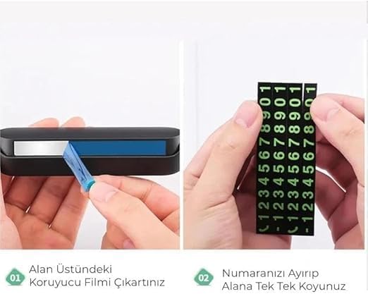 2'li Set Araç İçi Numaratörü - Gizlenebilir, Mıknatıslı ve Fosforlu Oto Telefon Numarası Gösterici