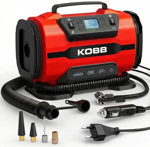 KB301 Dijital Lastik Şişirme Pompası, 12V/220V, 150 PSI, 35L/dk Hava Akışı, LED Ekran, Siyah, 1.6kg