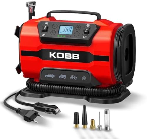 Alternative view of KB301 Dijital Lastik Şişirme Pompası, 12V/220V, 150 PSI, 35L/dk Hava Akışı, LED Ekran, Siyah, 1.6kg