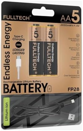 Alternative view of Şarjlı Kalın Kalem Pil AA Şarj Edilebilir Pil 1.5V 2800mWh Lityum-İon Kalın Pil AA 5 Type-C Şarjlı (AA, Her Paket, 2)