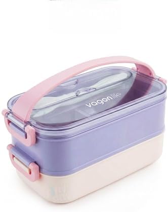 1400 ML İki Kat Üç Bölme Paslanmaz Çelik Lunch Box Yeni Nesil Sefer Tası - Kaşıkçatallı -1400462