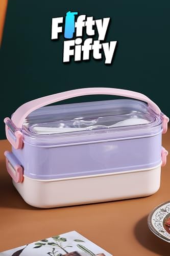 Alternative view of 1400 ML İki Kat Üç Bölme Paslanmaz Çelik Lunch Box Yeni Nesil Sefer Tası - Kaşıkçatallı -1400462