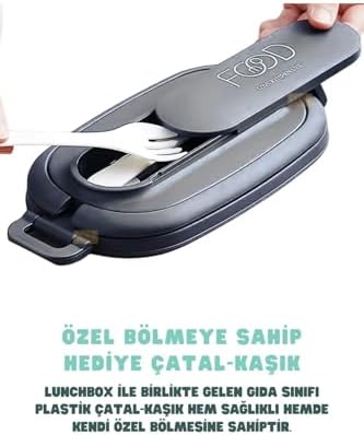 Alternative view of 2 Katlı Bento Lunch Box 1140 ML Paslanmaz Çelik Sefer Tası Sızdırmaz Yemek Kabı Çorba Kaseli Termal Yemek Taşıma Kabı Okul Ofis