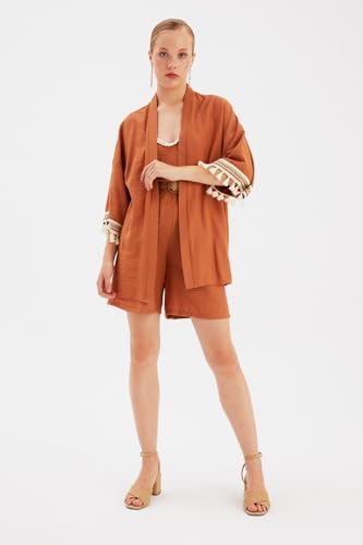 Alternative view of Sateen Kol Detaylı Salaş Kimono, STN139KCE1055