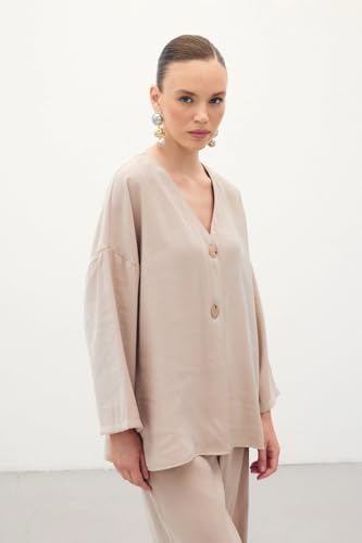 Sateen Düğmeli Kimono, STN139KCE1847