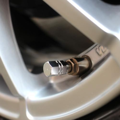 Alüminyum Sibop Kapağı 4’lü Set – Hexagon Tasarım Metal Lastik Valf Kapağı Otomobil Bisiklet Motorsiklet (Titanyum Gri) (4, Gri Alüminyum)