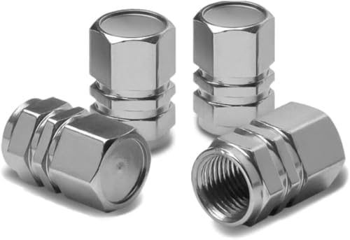 Alternative view of Alüminyum Sibop Kapağı 4’lü Set – Hexagon Tasarım Metal Lastik Valf Kapağı Otomobil Bisiklet Motorsiklet (Titanyum Gri) (4, Gri Alüminyum)