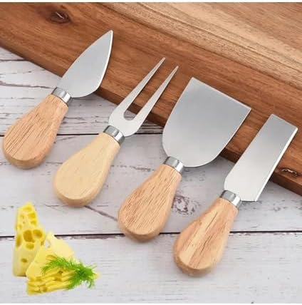 4 Parça Paslanmaz Çelik Peynir Bıçağı Seti (13 cm) - Şık Sunumlar İçin Ergonomik Saplı Peynir Bıçakları
