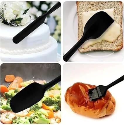 Alternative view of 6'lı Siyah Yanmaz Yapışmaz Silikon Spatula ve Fırça Seti (En Büyüğü 27 cm) - Çizmez Dayanıklı BPA İçermeyen Mutfak Seti