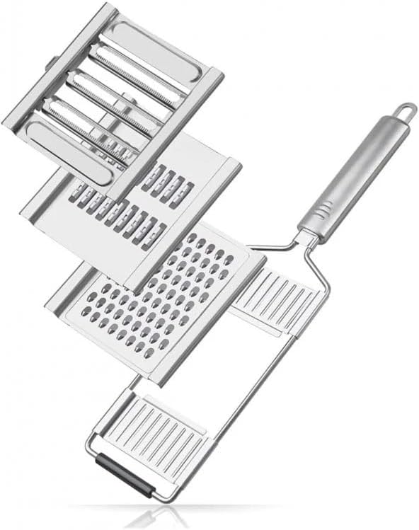 Alternative view of 3 Başlıklı Profesyonel Çelik Rende ve Sebze Dilimleyici - Metal Gövdeli Ergonomik Saplı Doğrayıcı